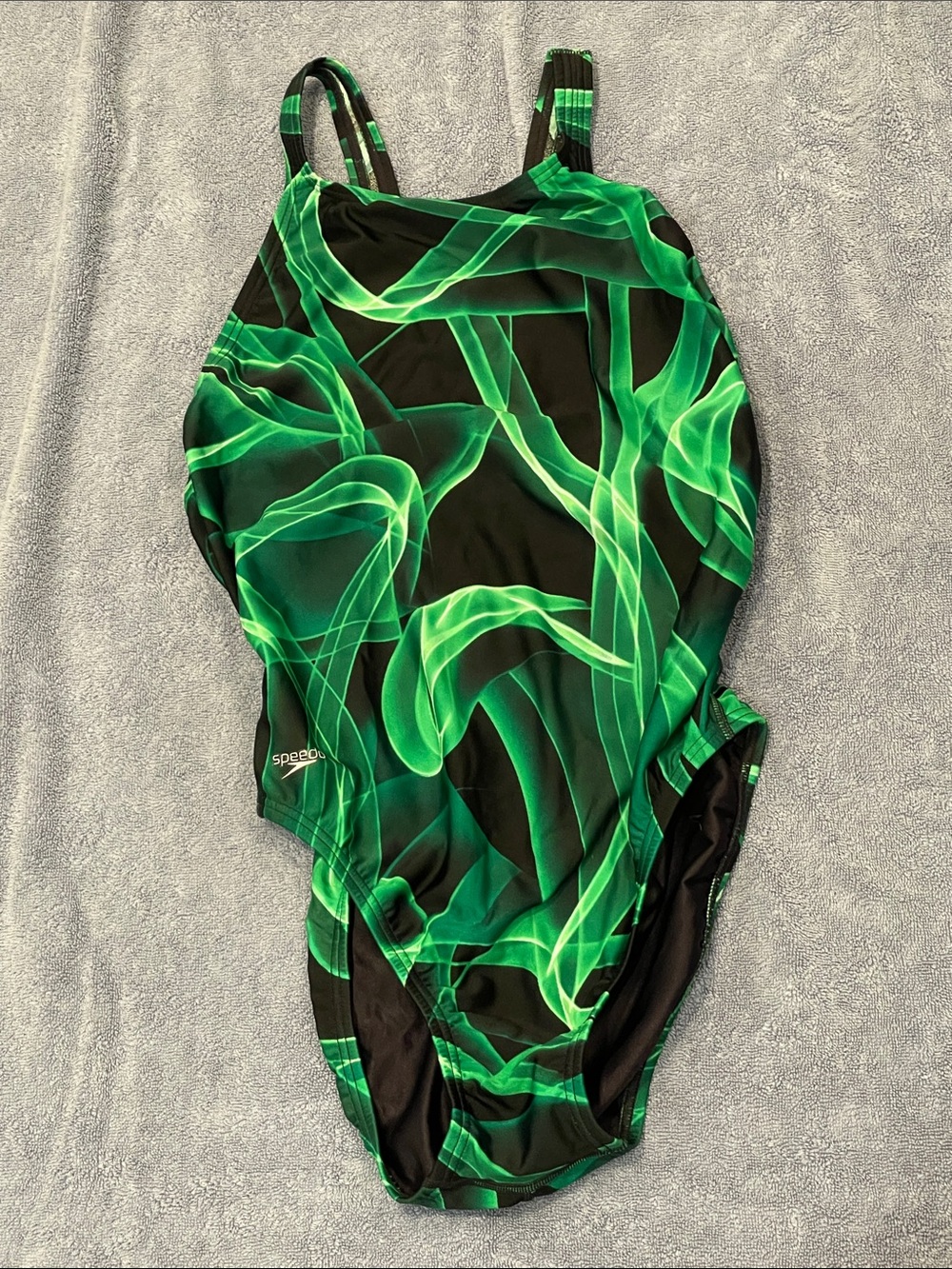 Speedo Black & Neon Green Swirl One-Piece Girls' Swimsuit